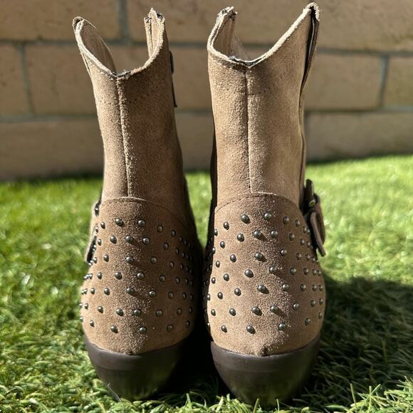 Emanuele Crasto Suede Studded Western Cowgirl Boho Point Toe Ankle Booties 6.5 - Picture 8 of 10